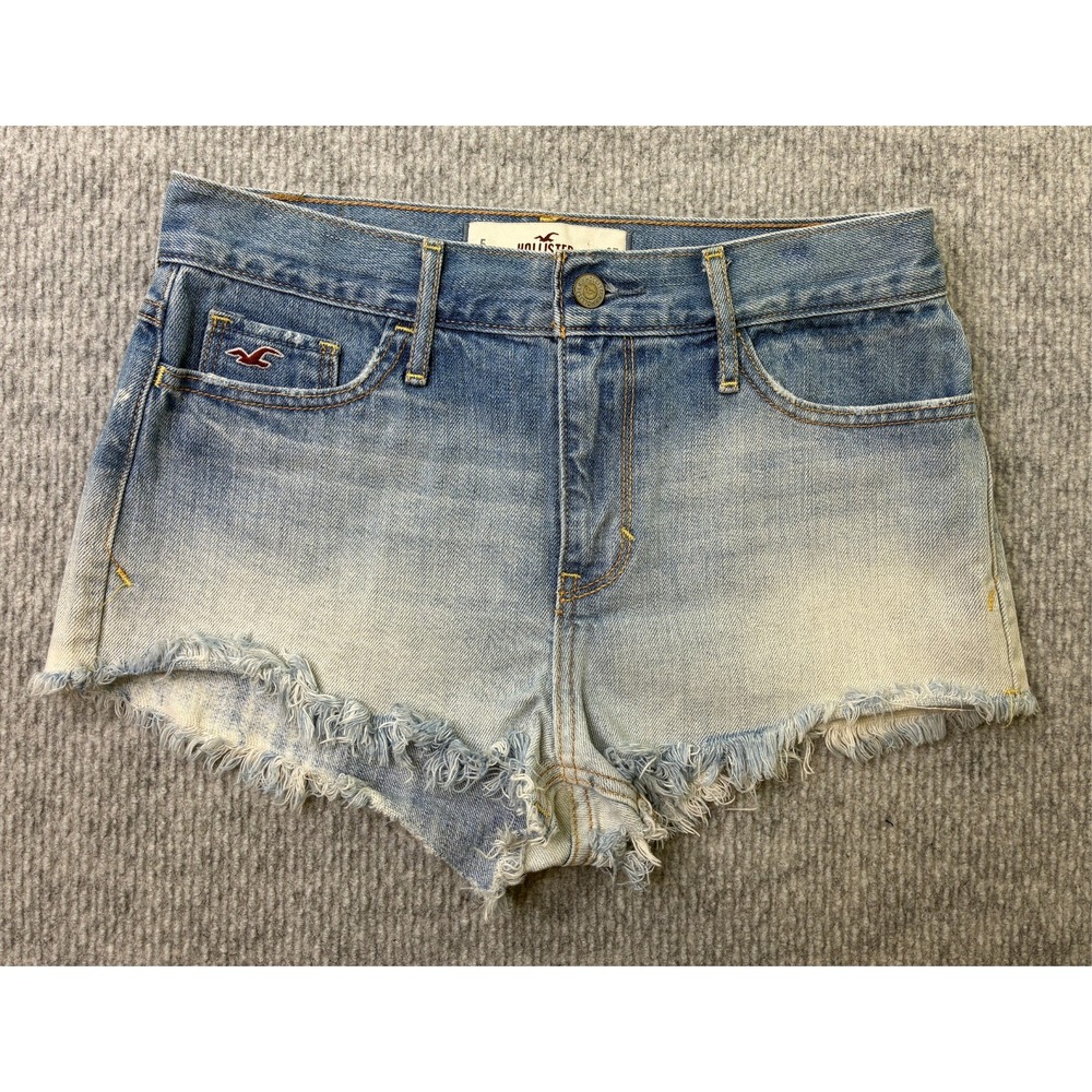Hollister Womens 5 W27 Light Wash Denim Cutoff Shorts Frayed Raw Hem Y2K